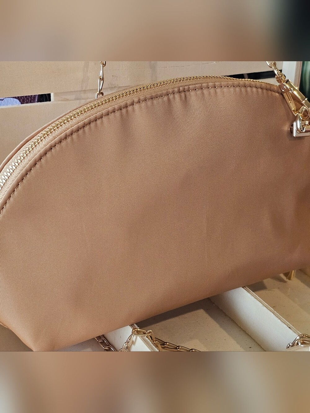Burberry Tan Clutch with Gold Crosbody Chain Added NWOT - Picture 9 of 16